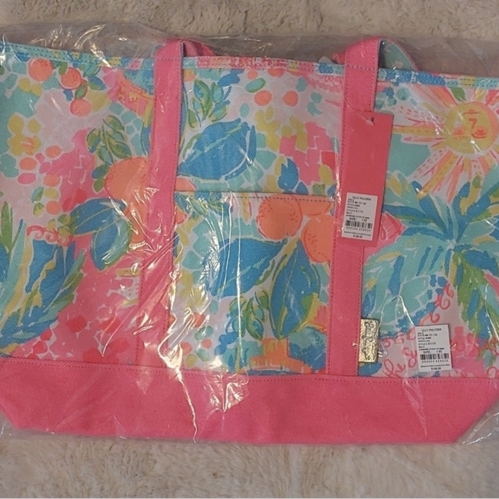 Lilly Pulitzer Pink and Blue Floral Tote